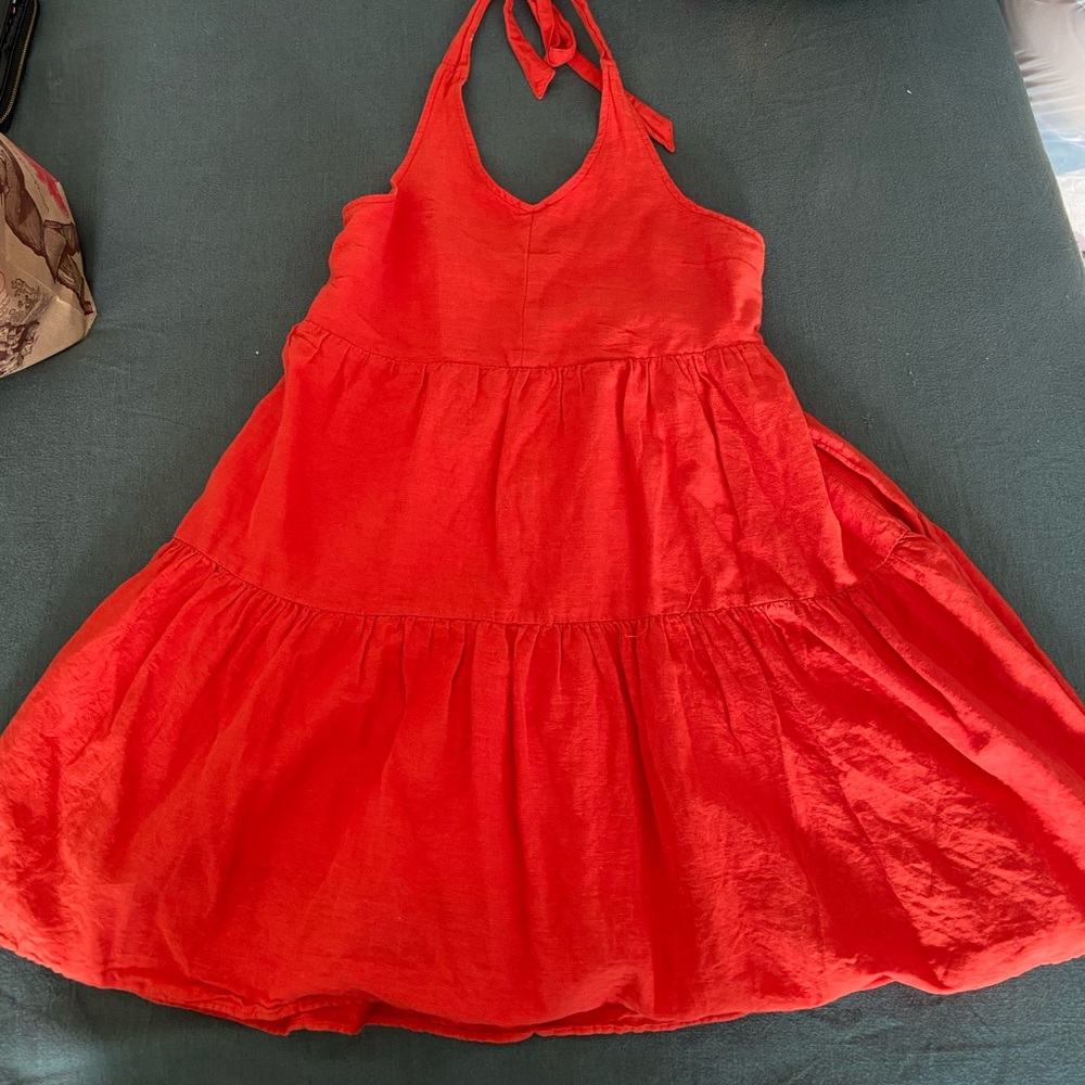 Burnt Orange Halter Dress